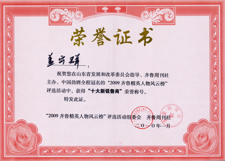 20250126203669436943 董事长荣获2009齐鲁精英人物